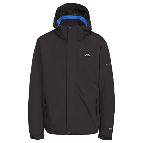 Trespass Donelly, Black, XL, Wasserdichte Jacke mit einrollbarer Kapuze für Herren, X-Large, Schwarz von Trespass