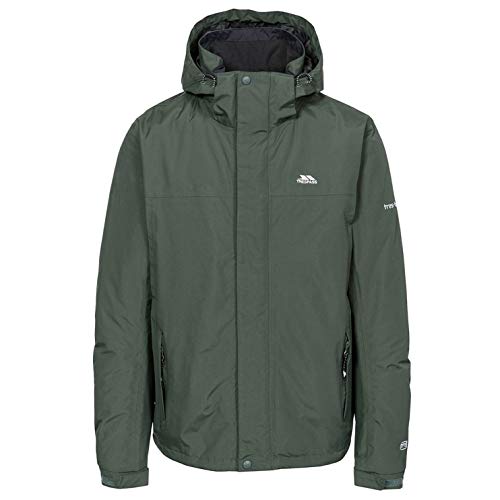 Trespass Donelly, Olive, L, Wasserdichte Jacke mit einrollbarer Kapuze für Herren, Large, Grün von Trespass