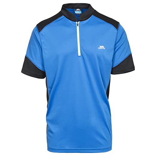 Trespass Dudley, Bright Blue, S, Schnelltrocknendes Fahrradtrikot mit Rückentasche für Herren, Small, Blau von Trespass