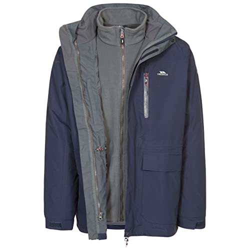 Trespass Edgewater II, Navy, S, Wasserdichte 3-in-1 Jacke mit Kapuze, herausnehmbare Innenjacke aus Fleece für Herren, Small, Blau Trespass Edgewater II, Navy, S, Wasserdichte 3-in-1 Jacke mit Kapuze, herausnehmbare Innenjacke aus Fleece für Herren, Small, Blau von Trespass