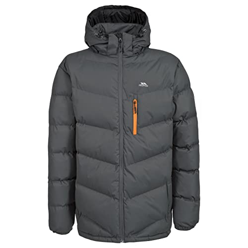 Trespass Herren Blustery Warme Gepolsterte wasserdichte Regenjacke Mit Abnehmbarer Kapuze, Ash, M von Trespass