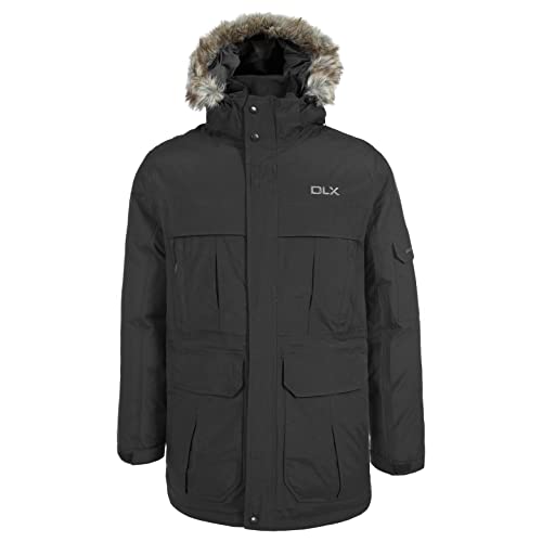 Trespass Herren Highland wasserdichte Daunenjacke Mit Abnehmbarer Kapuze, Black, XS von Trespass