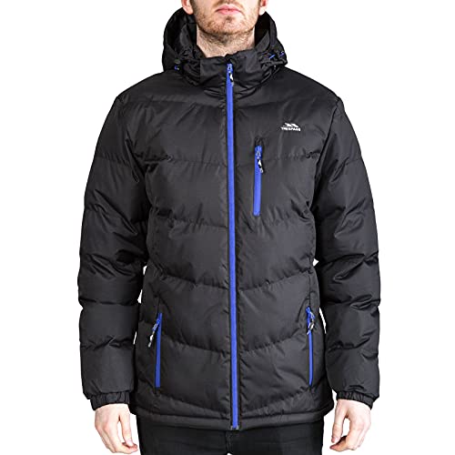 Trespass Herren Warme Gepolsterte Wasserdichte Regenjacke Mit Abnehmbarer Kapuze BLUSTERY, Black, XL, MAJKCAK20004_BLKXL von Trespass