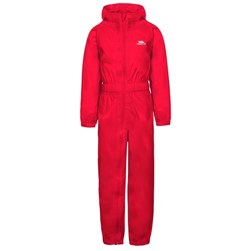 Trespass Kinder Knopf Wasserdichter Regenanzug mit Kapuze, rot, 3-4 Jahre Trespass Kinder Knopf Wasserdichter Regenanzug mit Kapuze, rot, 3-4 Jahre von Trespass