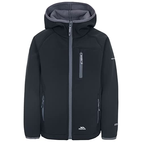 Trespass Unisex Kinder Kian Softshell-Jacke Mit Kapuze, Schwarz, 3-4 EU Trespass Unisex Kinder Kian Softshell-Jacke Mit Kapuze, Schwarz, 3-4 EU von Trespass