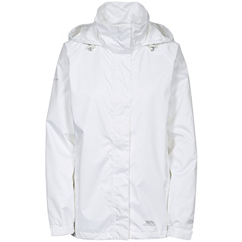 Trespass Lanna II, White, XXS, Wasserdichte Jacke mit einrollbarer Kapuze für Damen, XX-Small / 2XS / 2X-Small, Weiß von Trespass