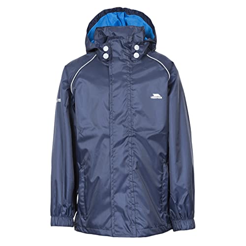 Trespass Neely II, Navy, 9/10, Wasserdichte Jacke mit abnehmbarer Kapuze für Kinder / Unisex / Mädchen und Jungen, 9-10 Jahre, Blau von Trespass