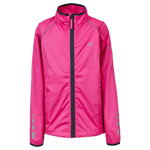 Trespass Paceline, Fuchsia, 11/12, Wasserdichte Sportjacke / Funktionsjacke / Wetterjacke für Kinder / Unisex / Mädchen und Jungen, 11-12 Jahre, Rosa / Pink von Trespass