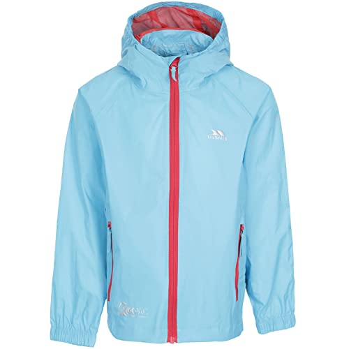 Trespass Qikpac Jacket, Aquatic, 11/12, Kompakt Zusammenrollbare Wasserdichte Jacke für Kinder / Unisex / Mädchen und Jungen, 11-12 Jahre, Blau von Trespass