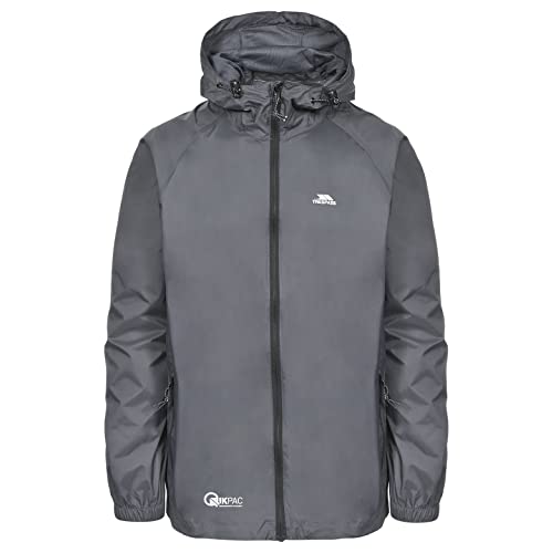 Trespass Unisex Erwachsene Qikpac Jacket Kompakt Zusammenrollbare Wasserdichte Regenjacke, Grau (Flint), S von Trespass