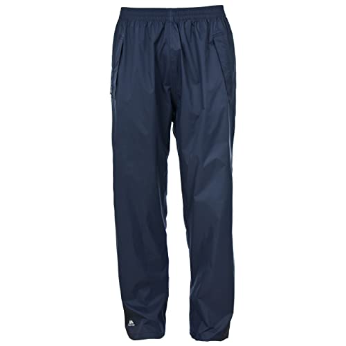 Trespass Qikpac Pant, Dark Navy, L, Kompakt Zusammenrollbare Wasserdichte Regenhose mit 3 Taschenöffnungen für Damen und Herren / Unisex, Large, Blau von Trespass