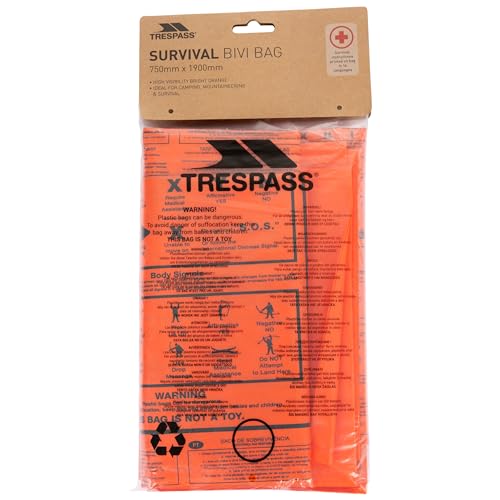 Trespass Radiator, Orange, Rettungsdecke / Thermodecke / Rettungsfolie / Survival Bag / Notfalldecke / Erste Hilfe Decke, Orange von Trespass