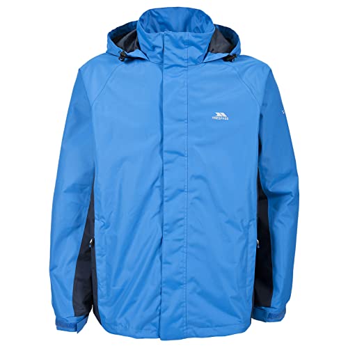 Trespass Rogan II, Bright Blue, XXS, Wasserdichte Jacke mit einrollbarer Kapuze für Herren, XX-Small / 2XS / 2X-Small, Blau von Trespass