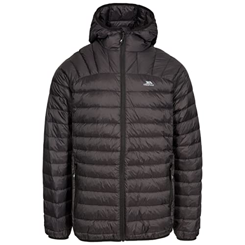 Trespass Romano, Black, XS, Zusammenrollbare Ultraleichte Warme Daunenjacke mit Kapuze, 90% Daunen für Herren, X-Small, Schwarz von Trespass