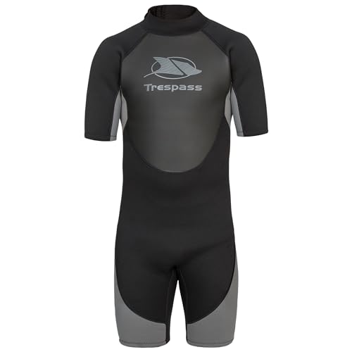 Trespass Scuba, Black, M, Kurzer 3mm-Neoprenanzug mit 7mm-Reißverschluss für Herren, Medium, Schwarz von Trespass