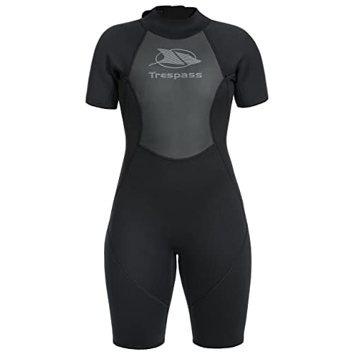 Trespass Scubadive, Black, M, Kurzer Neoprenanzug mit 7mm-Reißverschluss für Damen, Medium, Schwarz von Trespass