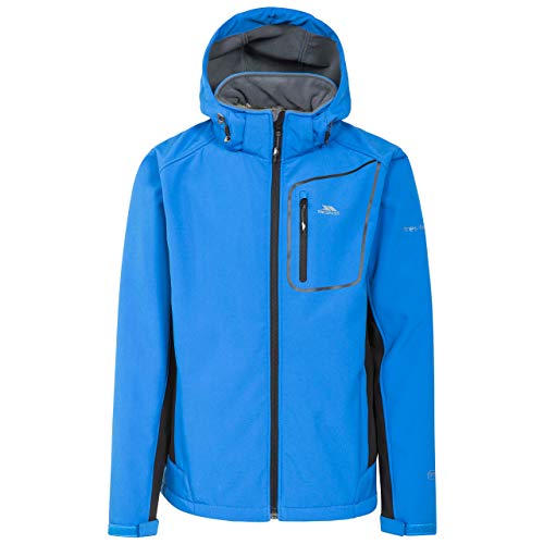 Trespass Strathy II, Blue, XXS, Wasserdichte Softshelljacke mit abnehmbarer Kapuze für Herren, XX-Small / 2XS / 2X-Small, Blau von Trespass