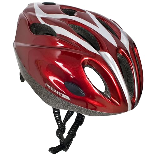 Trespass Tanky, Metallic Red, 52/56, Leichter Fahrradhelm mit Rundumbelüftung für Kinder / Jugendliche / Unisex / Mädchen und Jungen 10-17 Jahre, 52-56cm Kopfumfang, Rot von Trespass