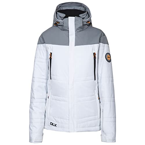 Trespass Thandie, White, XS, Warme Wasserdichte Skijacke mit Abnehmbarer Kapuze, Unterarmbelüftung, Kopfhörereingang, Skibrillentasche, herausnehmbarem Schneefang & Skipasstasche für Damen, Weiß, X-Small Trespass Thandie, White, XS, Warme Wasserdichte Skijacke mit Abnehmbarer Kapuze, Unterarmbelüftung, Kopfhörereingang, Skibrillentasche, herausnehmbarem Schneefang & Skipasstasche für Damen, Weiß, X-Small von Trespass