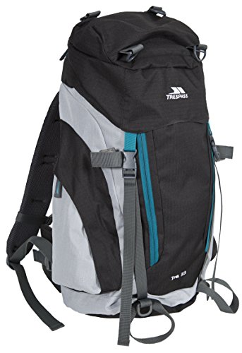 Trespass Trek 66, Ash, Rucksack 66 Liter mit eingebauter Regenhülle, Grau von Trespass