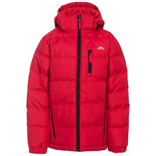 Trespass Tuff, Red, 9/10, Wasserdichte Regenjacke mit abnehmbarer Kapuze für Kinder / Kleinkinder / Jungen 2-12 Jahre, 9-10 Jahre, Rot von Trespass