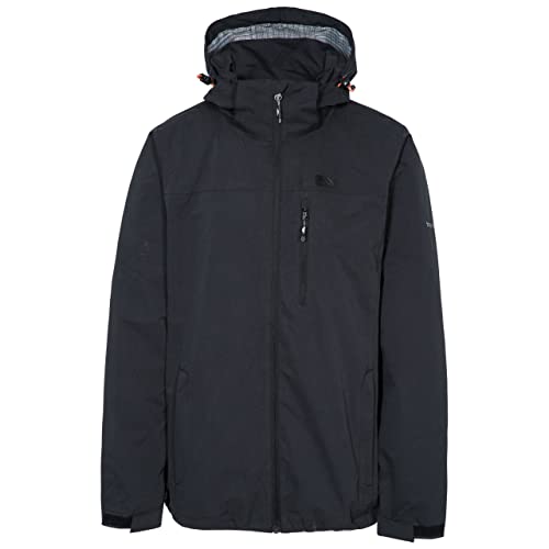 Trespass Herren Weir Wasserdichte Regenjacke mit verdeckter Kapuze, Schwarz, XXL EU von Trespass