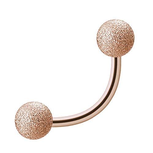 Treuheld® | 1,6mm x 12mm Piercing Banane | Kugeln 4mm | Chirurgenstahl 316L | Roségold | Diamant Optik | Curved Barbell | Intimschmuck, Bauchnabel von Treuheld