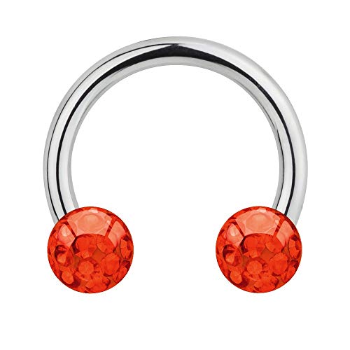 Treuheld® | 1.6mm x 5mm Hufeisen Piercing/Circular Barbell | 6mm Kristall Piercing-Kugeln | Rot | Chirurgenstahl | Septum Lippe Ohr von Treuheld