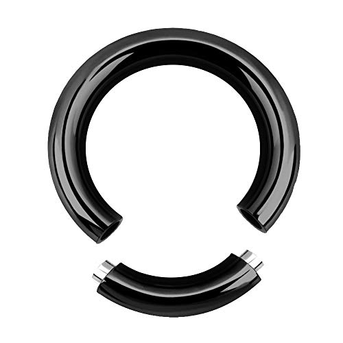 Treuheld® | 2mm x 10mm Segmentring Piercing Ring aus Chirurgenstahl | Dick | Schwarz | Intimpiercing für Frau und Mann, Septum, Ohr, Lobe, Nase, PA von Treuheld