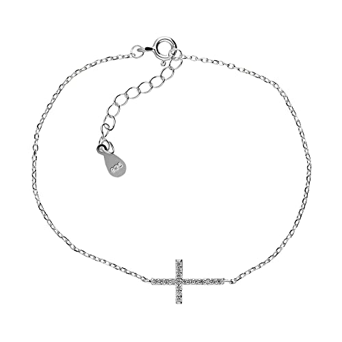 Treuheld® 925 Sterling Silber Armband mit Kreuz-Anhänger von Treuheld