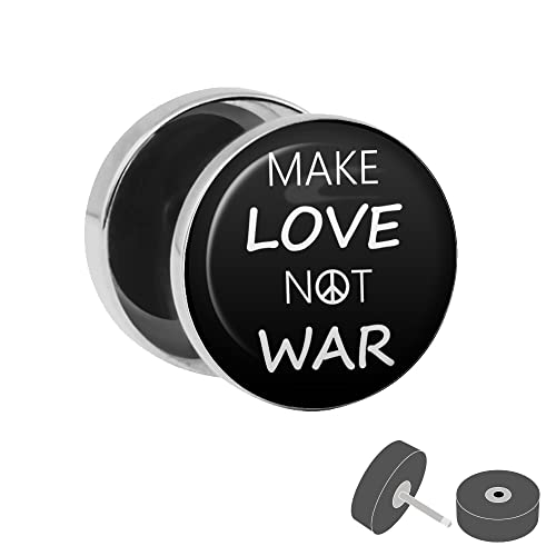 Treuheld® Fake Plug Make Love Not War - Spruch Ohrstecker - Unisex - Anzahl: 1 Stück von Treuheld