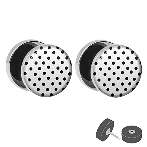 Treuheld® Fake Plug - Polka Dots Weiß | Motiv Ohrstecker zum Schrauben - Anzahl: 1 Paar (2 Stück) von Treuheld