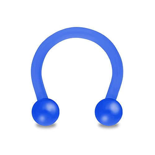 Treuheld® Hufeisen Piercing aus Kunststoff | Farbe: Blau | Größe: 1,2 x 8 mm (Kugeln: 3mm) von Treuheld