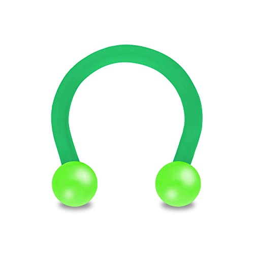 Treuheld® Hufeisen Piercing aus Kunststoff | Farbe: Grün | Größe: 1,2 x 8 mm (Kugeln: 2,5mm) von Treuheld