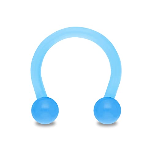 Treuheld® Hufeisen Piercing aus Kunststoff | Farbe: Hellblau | Größe: 1,2 x 12 mm (Kugeln: 2,5mm) von Treuheld