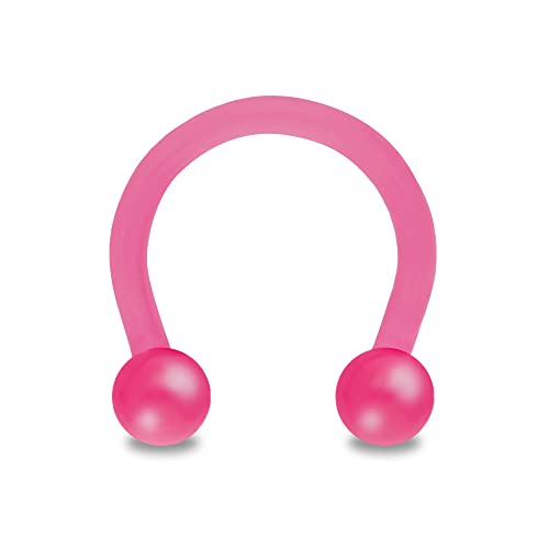 Treuheld® Hufeisen Piercing aus Kunststoff | Farbe: Pink | Größe: 1,6 x 12 mm (Kugeln: 4mm) von Treuheld