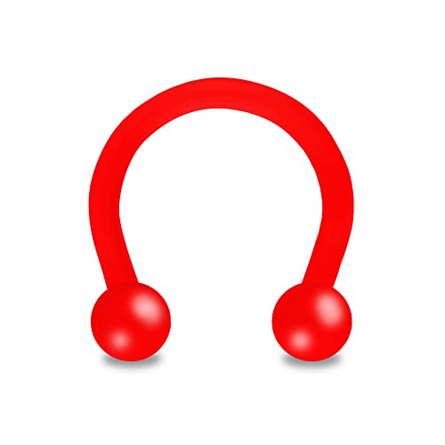 Treuheld® Hufeisen Piercing aus Kunststoff | Farbe: Rot | Größe: 1,2 x 8 mm (Kugeln: 2,5mm) von Treuheld