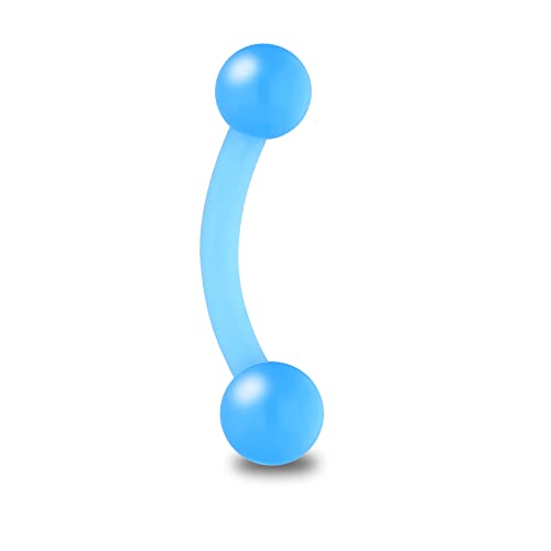 Treuheld® Piercing Banane aus Kunststoff | Farbe: Hellblau | Größe: 1,2 x 10 mm (Kugeln: 2,5mm) von Treuheld