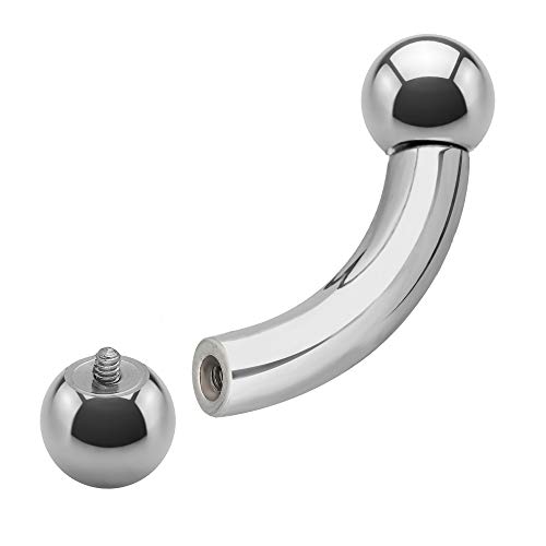 Treuheld® Piercing Banane mit Innengewinde | Stahl | Silber | [11.] - 10.0 x 16 mm (Kugeln: 14mm) von Treuheld