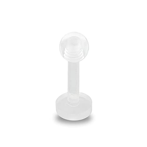 Treuheld® Piercing Labret aus Kunststoff | Farbe: Klar/Durchsichtig | Größe: 1,2 x 6 mm (Kugel: 2,5mm) von Treuheld