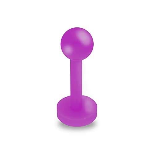 Treuheld® Piercing Labret aus Kunststoff | Farbe: Lila | Größe: 1,0 x 6 mm (Kugel: 3mm) von Treuheld