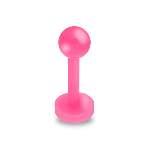 Treuheld® Piercing Labret aus Kunststoff | Farbe: Pink | Größe: 1,2 x 10 mm (Kugel: 3mm) von Treuheld