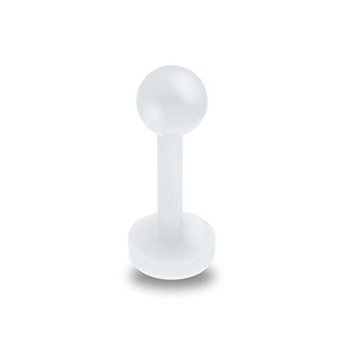 Treuheld® Piercing Labret aus Kunststoff | Farbe: Weiß | Größe: 1,2 x 6 mm (Kugel: 3mm) von Treuheld