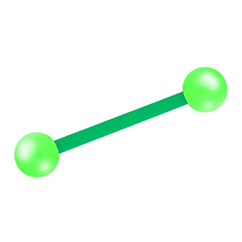Treuheld® Piercing Stab aus Kunststoff | Farbe: Grün | Größe: 1,2mm x 6mm (Kugeln: 3mm) von Treuheld