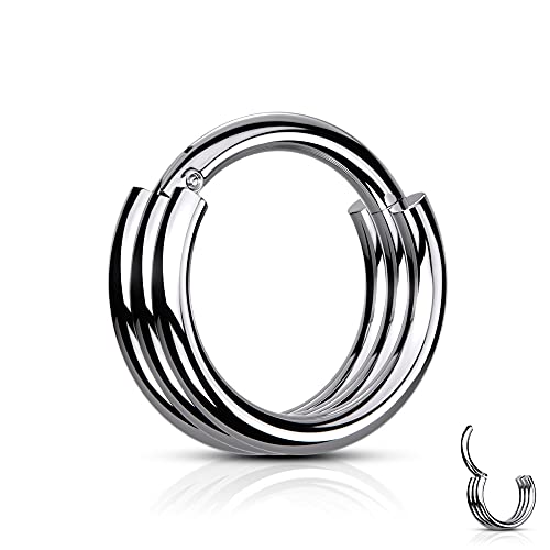 Treuheld® Segmentring-Clicker Piercing mit 3 Ringen in 2 Größen - [01.] Silber - 1.2mm x 8mm von Treuheld