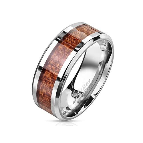 Treuheld® Silberner Ring mit braunem Holz | 7 Größen [06.] 66 von Treuheld