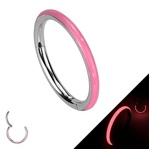 Treuheld® Titan Segmentring-Clicker Piercing mit Glow in The Dark Rand [01.] pink - 1,2 x 8mm von Treuheld