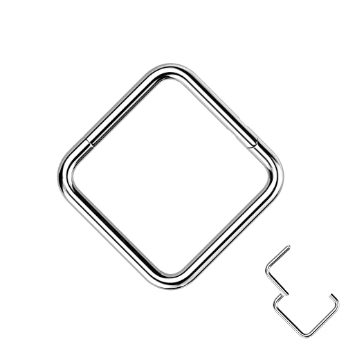 Treuheld® Viereckiges Titan Segmentring-Clicker Piercing | Farbe: Silber | Größe: 1,2 x 8mm von Treuheld