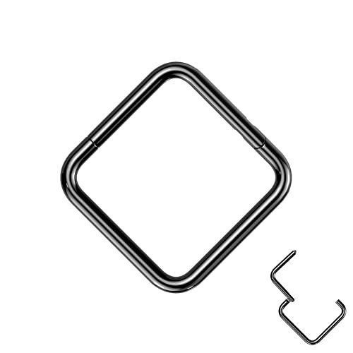 Treuheld® Viereckiges Titan Segmentring-Clicker Piercing | Farbe: schwarz | Größe: 1,0 x 8mm von Treuheld