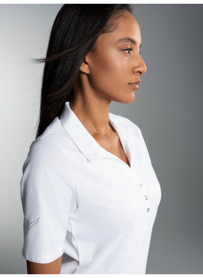 Trigema Poloshirt TRIGEMA Poloshirt aus Baumwolle mit Kristallsteinen (1-tlg) Trigema Poloshirt TRIGEMA Poloshirt aus Baumwolle mit Kristallsteinen (1-tlg) von Trigema